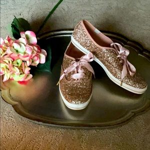 Kate Spade/Keds rose gold glitter shoes, size 8